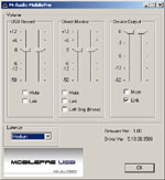 Panneau de contrôle du M-Audio MobilePre