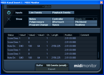 MIDI monitor
